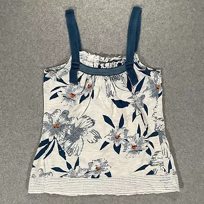 Anthropologie C. Keer Relaxed Tank Top Women’s XS White Navy Floral Sleeveless • $14.95