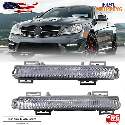 Fog Lights Fits 2012-2014 Mercedes Benz C200/C300/C63 AMG Lamps DRL Clear Lens • $26.86