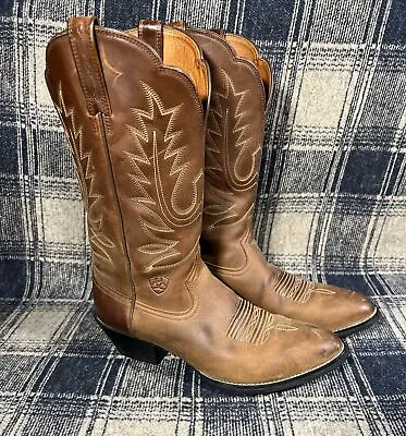 Ariat Heritage Western Boots Womens Size 7 1/2 Cowboy Distressed Brown • £58.77