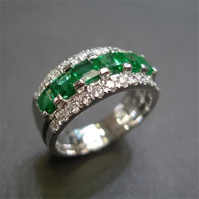 $2.56 • Buy Elegant Women 925 Silver Filled Wedding Rings Cubic Zirconia Jewelry Size 6-10