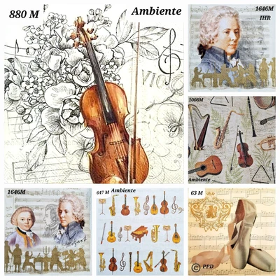 £1.95 • Buy 6x Mixed Table Paper Napkins,Decoupage/Art/Craft/Vintage/music Instruments 