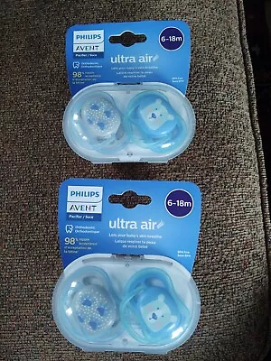 Lot Of 2 Philips Avent Ultra Air Orthodontic Pacifiers 6-18m Bear • $9.99