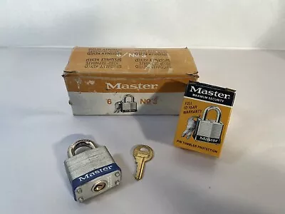 Box Of 6/No 3 Master Lock Padlock NOS !!Specially Keyed Keep Separate!! 3213 VTG • $58.50