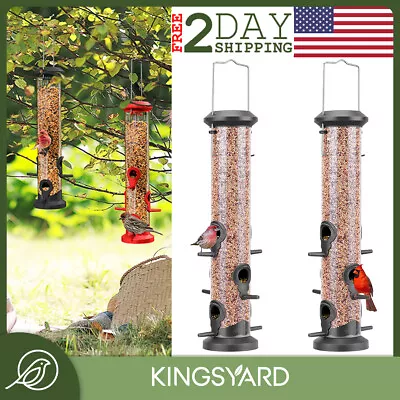 2 Pack Kingsyard Wild Bird Feeder 6 Port Hanging Tube Seed Feeder Squirrel Proof • $25.99