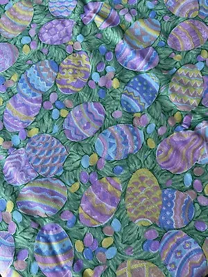 Easter Egg Tablecloth Rectangular 70  X 52” + 6 Napkins Multi-Colored Eggs • $17.95