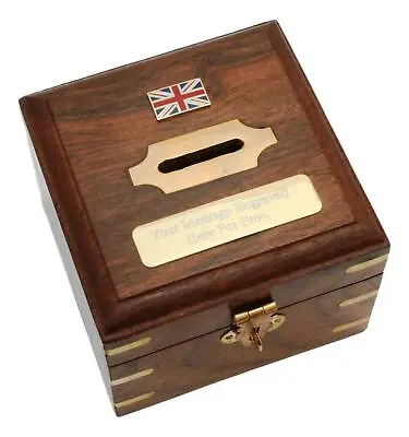 Union Jack Wooden Money Box Chest With FREE Engraving Gift 383 • £29.99