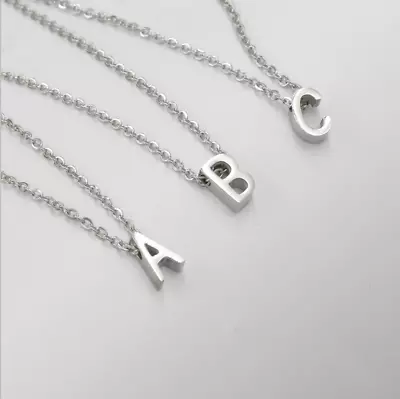 £3.99 • Buy Stainless Steel Silver 26 Initial Alphabet Letter Ladies Girls Chain Necklace UK