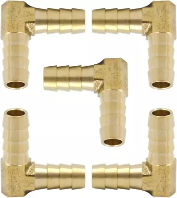 Brass Hose Barb 90 Degree Elbow Fitting 5/16  Barbed X 5/16  Barbed Pack Of 5 • $11.87