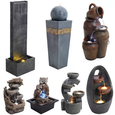 £85.95 • Buy Outdoor Natural Slate Garden Water Feature LED Fountain Electric Statue Decor UK