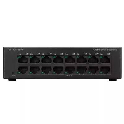 Cisco Small Business SF110D-16HP-UK - 16 Port 10/100 PoE+ Unmanaged Switch • £149.95