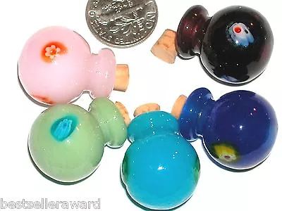 1pc Murano Glass Millefiori Crystal Ball Essential Oil Perfume Ashes Bottle Cork • £6.45