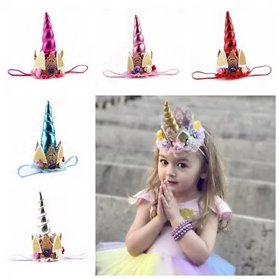 $6.04 • Buy Easter Tiara Unicorn Horn Baby Flower Headband Christmas Hair Band Rainbow
