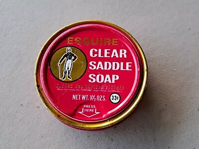 ESQUIRE 33 Cents Clear Saddle Soap For Leather Knomark Jamaica NY Vintage Tin • $12.50