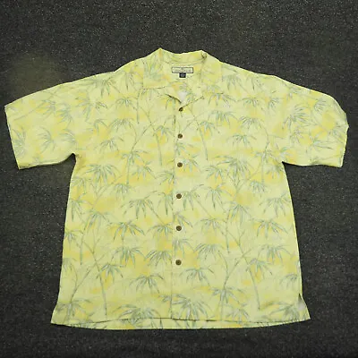 Tommy Bahama Shirt Adult Large Yellow & Green Hawaiian Bamboo Button Up Silk Men • $15.29