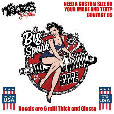 Sexy Pinup Girl Sparkplug V2 Printed & Laminated Window Decal Sticker Car Truck • $3.99