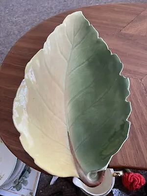 Vintage Carlton Ware Leaf Dish Yellow & Green C1957-68 Made In England 35cm Long • $17.50