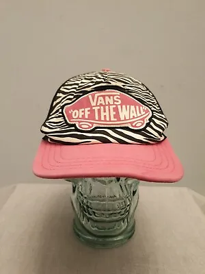 Ladies Vans Off The Wall Trucker Hat Black Pink Animal Print • £14.90
