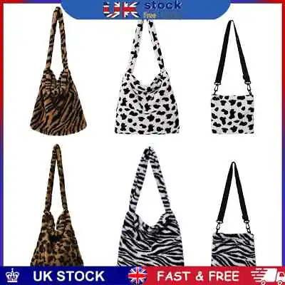 £6.89 • Buy Plush Crossbody Handbag Ladies Animal Print Large Capacity Top-handle Totes Bag