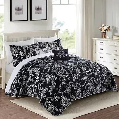 La Boheme 5 Piece Quilted Printed Bed Spread Cover Oversize King Quilt Set • $79.98