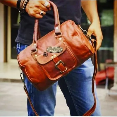 Goat Leather Gym Duffle Travel Luggage Genuine Men Bag Bags Vintage 13 X8  • $51.70