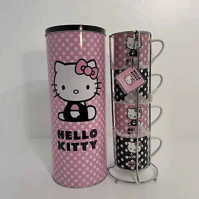 £22.99 • Buy Hello Kitty Mugs Stackable Mug Gift Set Cups In Stand Set Of 4 Stacking In Tin