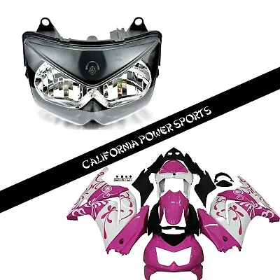 Fairing Set Kit + Headlight For Kawasaki 2008 2009 2010 2011 2012 Ninja250R Pink • $69.99