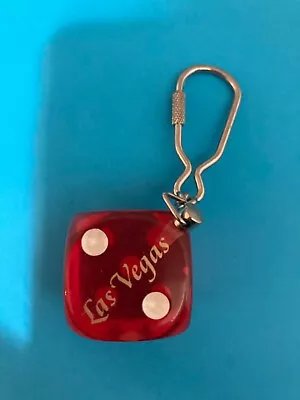 Vintage Old Las Vegas Red Dice Plastic Keychain Keyring • $7.28