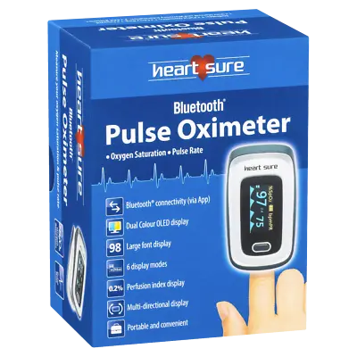 Heart Sure Bluetooth Pulse Oximeter A380 Fingertip Measures Oxygen Saturation • $69.94