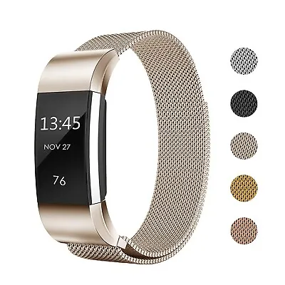 $15.52 • Buy For Fitbit Charge 2 Replacement Milanese Mesh Magnetic Metal Wrist Band Strap