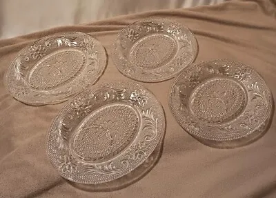 (Set 4) Tiara Indiana Glass Company Clear Sandwich Plates 1930's Depression Era  • $16.95