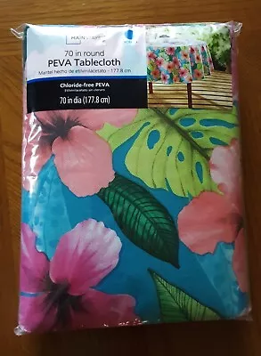 $14.95 • Buy Mainstays PEVA 70in Round Tablecloth - Tropical Flowers - Sealed