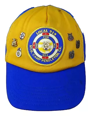 Vintage Camp Pendleton Local 919 Patch & Pins Snap Back Made In USA Men's Yellow • $9.99