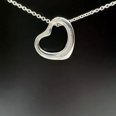 Authentic Tiffany & Co. Open Heart Necklace Sterling Silver 925 Elsa Peretti • $126