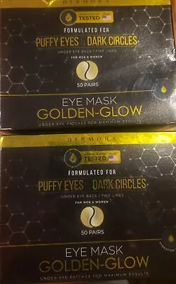 2 Dermora Eye Mask Golden-Glow - Dark Circles & Puffiness Eye Patches 100 Pair • $18.99