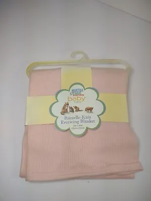 Vintage MARTHA STEWART Everyday Pointelle Knit Receiving Baby Blanket Pink 1999 • $25