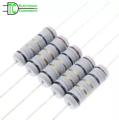 2W Fusible Resistors Wire Wound 5% 0.1 Ohm To 100 Ohm Available 5 PCS • £3.79