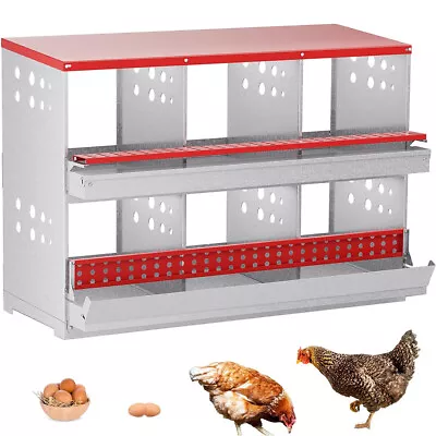 Chicken Nesting Box Hen Laying Nest Boxes 6 Hole Rollout Egg Collection Metal • $134.12