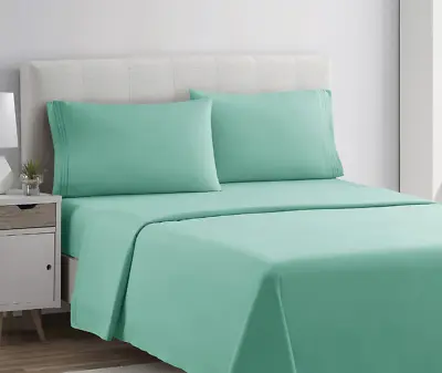 Microfiber 4 Pc King Mint Green Sheet Allergy Free 1800 Premier Set • $25.99