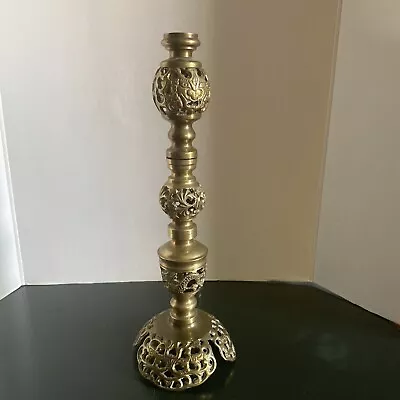 $42.98 • Buy Vintage Asian Brass Candle Holders Dragon Griffin Candlestick Chinoiserie 14”