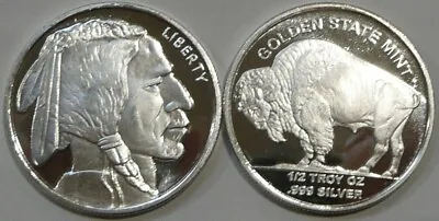 1/2 Troy Oz .999 Fine Silver  Buffalo Rounds     Golden State Mint • $19.54