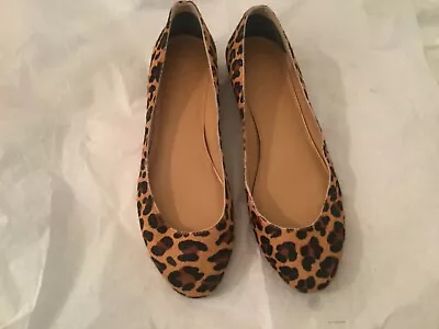 J Crew Leopard Print Calf Hair Low Heel Shoes Size 8 B • $55