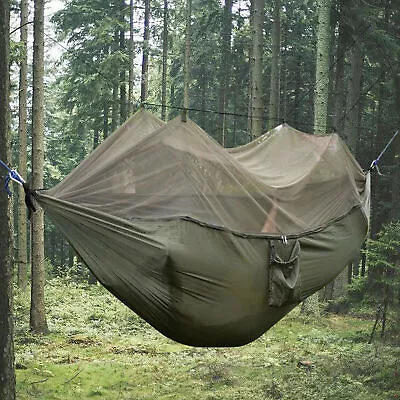 Double Person Camping Hammock With Mosquito Net Outdoor Travel Tent Hanging Bed • £14.99