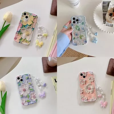 $10.49 • Buy Oil Painting Flower Butterfly Chain Phone Case For IPhone 14 Pro Max 13 12Pro 11