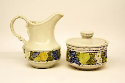 Florence Vernon Ware Creamer Sugar Bowl W/ Lid By Metlox Vintage • $22.87