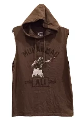 Muhammad Ali The Greatest Boxer Sleeveless Brown Hoodie Boxing Men's Size XL  • $50