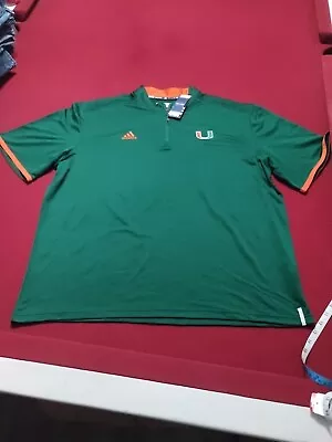 Miami Hurricanes Adidas Green Climalite Performance 1/4 Zip SS Shirt NEW!! • $18.99