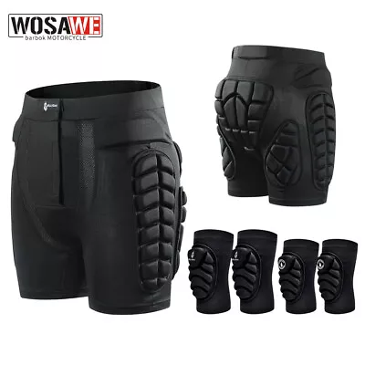 WOSAWE Hip Padded Shorts Motorcycle Knee Elbow Pads Protection Skiing Armor Set • $16.31