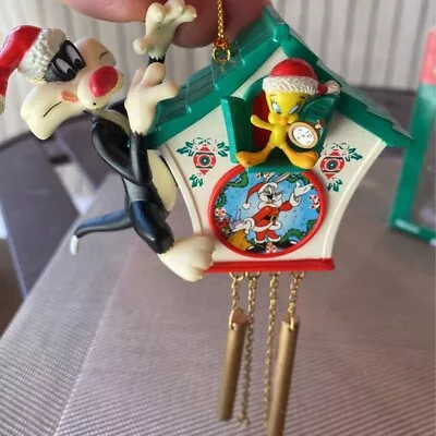 $14.99 • Buy Looney Tunes Vintage  Ornament Sylvester And Tweety Bird Clock Windchime 1998