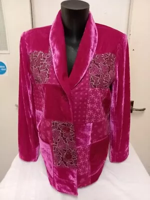 Ladies Changes By Together Vibrant Pink Patchwork Jacket Uk 16 Cg M12 • £7.99