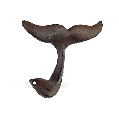 Whale Tail Wall Hook Cast Iron Coat Hat Towel Hanger Rustic Finish Nautical • $14.95